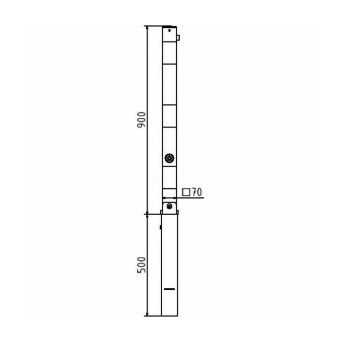 Afzetpaal vierkant 70x70mm- afneembaar en klapbaar