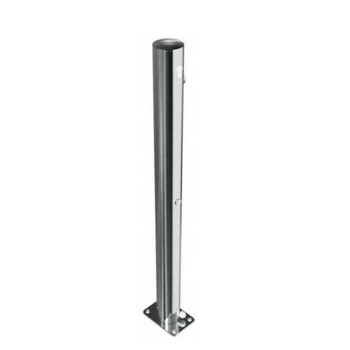 RVS afzetpaal rond 76 mm - klapbaar op voetplaat met euro cilinder main product photo