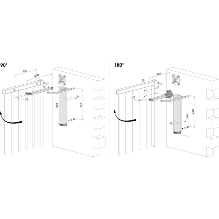 Krachtige hydraulische poortsluiter voor muurmontage